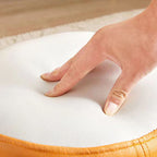 Puf Cilíndrico de Tela Elegante y Moderno – Taburete Bajo para Sala de Estar