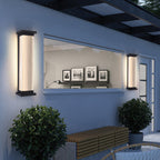Lámpara de pared moderna minimalista de acero inoxidable acrílico rectangular a rayas impermeable para patio exterior