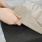 Modern Minimalist Square Stool with Cotton-Linen Upholstery, Solid Wood, Low-Profile Design for Living Room