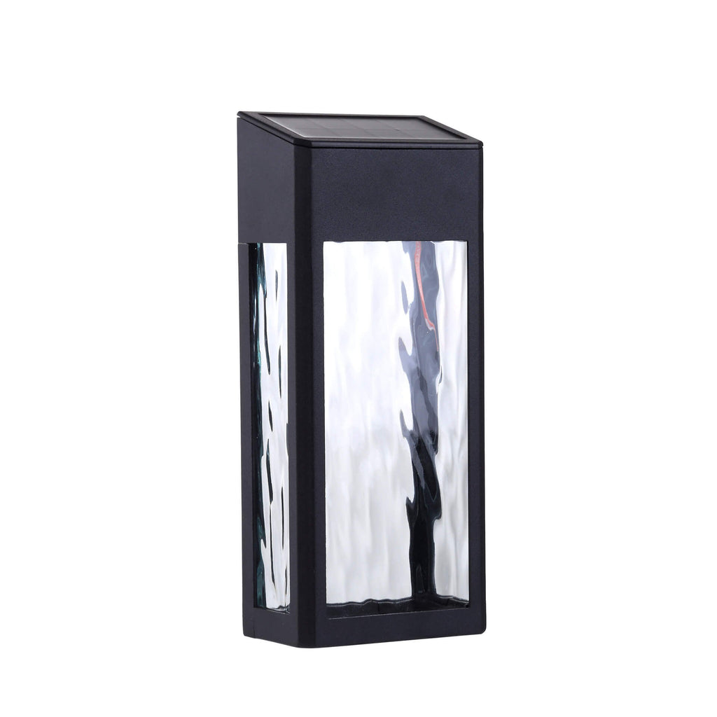 Waterproof Solar Garden Lights Outdoor LED Pathway Bollard Lamp with Ripple Glass for Lawn and Patio