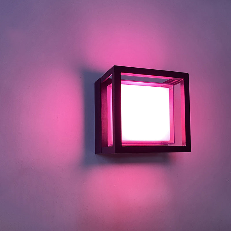 Aplique de pared LED cuadrado de aluminio y acrílico, impermeable, moderno y minimalista para jardín