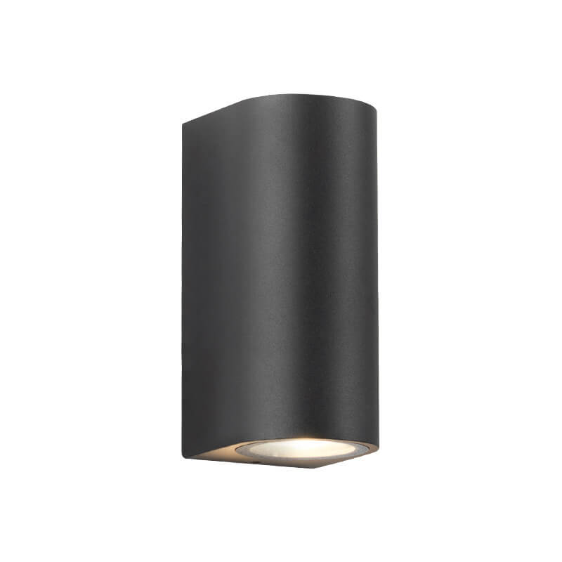 Lámpara de pared de estilo cilindro de vidrio y aluminio, moderna y minimalista, impermeable, con 2 luces para patio exterior