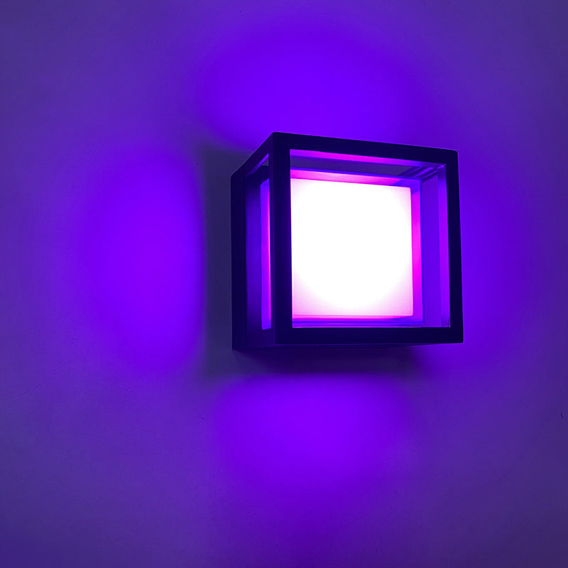 Aplique de pared LED cuadrado de aluminio y acrílico, impermeable, moderno y minimalista para jardín
