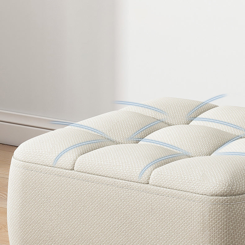Modern Minimalist Square Stool with Cotton-Linen Upholstery, Solid Wood, Low-Profile Design for Living Room