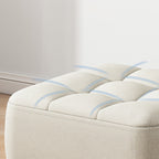Modern Minimalist Square Stool with Cotton-Linen Upholstery, Solid Wood, Low-Profile Design for Living Room