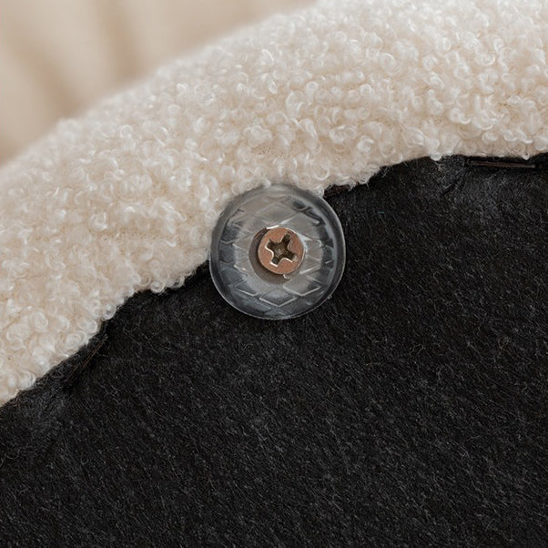Taburete cilíndrico moderno minimalista de forro polar sherpa con forma de hongo y diseño de madera para dormitorio