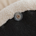Taburete cilíndrico moderno minimalista de forro polar sherpa con forma de hongo y diseño de madera para dormitorio
