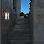 Lámpara de pared de 1 luz cilíndrica de vidrio y aluminio impermeable, estilo retro contemporáneo para jardín