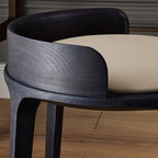 Elegant Traditional Vintage Round PU Leather Upholstered Vanity Stool with Wood Frame — Backless, Ideal Bedroom Accent