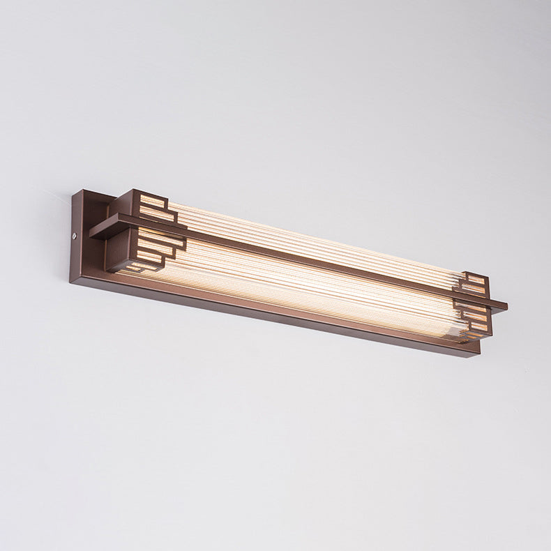 Lámpara de pared LED rectangular de cristal de acero inoxidable impermeable estilo chino tradicional para patio exterior