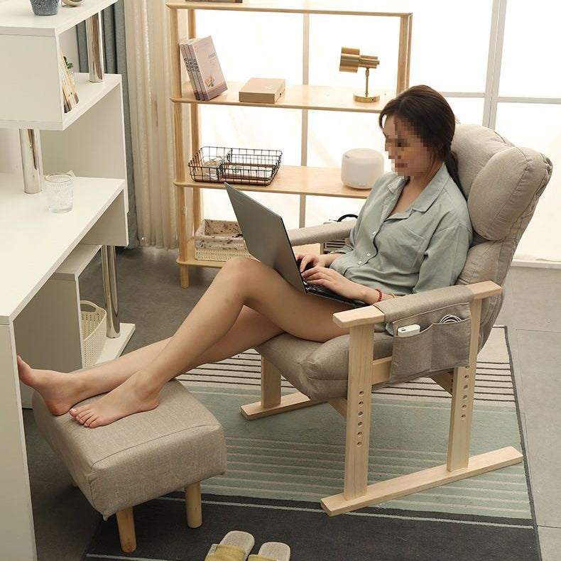 Sillón reclinable de lujo moderno de terciopelo y algodón con reposabrazos y respaldo ajustables para sala de estar