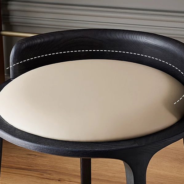 Elegant Traditional Vintage Round PU Leather Upholstered Vanity Stool with Wood Frame — Backless, Ideal Bedroom Accent