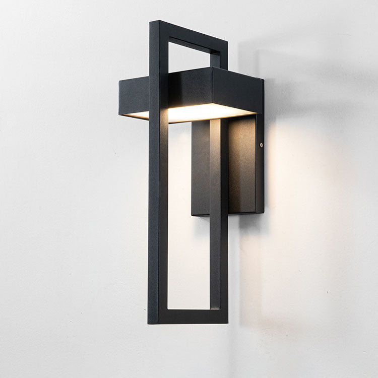 Architectural Geometric LED Outdoor Wall Sconce Waterproof Stainless Steel Exterior Porch Light for Modern Front Door and Patio