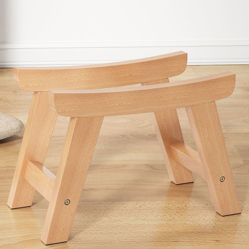 Banco Zapatero Cuadrado Minimalista Moderno de Madera de Caucho con Cojín Tapizado de Algodón-Lino, Taburete Bajo para Sala de Estar