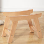 Banco Zapatero Cuadrado Minimalista Moderno de Madera de Caucho con Cojín Tapizado de Algodón-Lino, Taburete Bajo para Sala de Estar