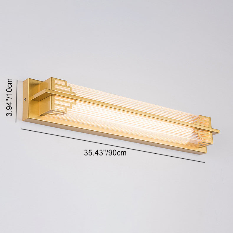 Lámpara de pared LED rectangular de cristal de acero inoxidable impermeable estilo chino tradicional para patio exterior