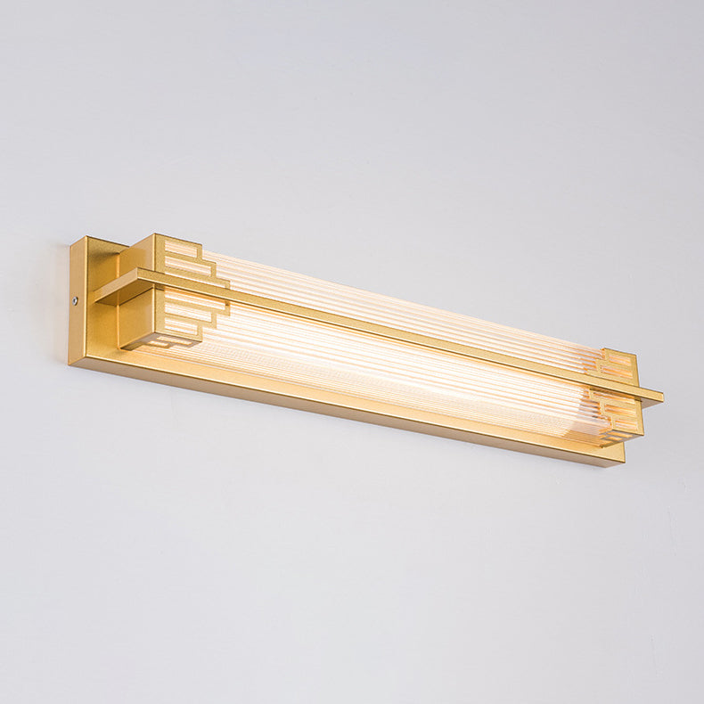 Lámpara de pared LED rectangular de cristal de acero inoxidable impermeable estilo chino tradicional para patio exterior