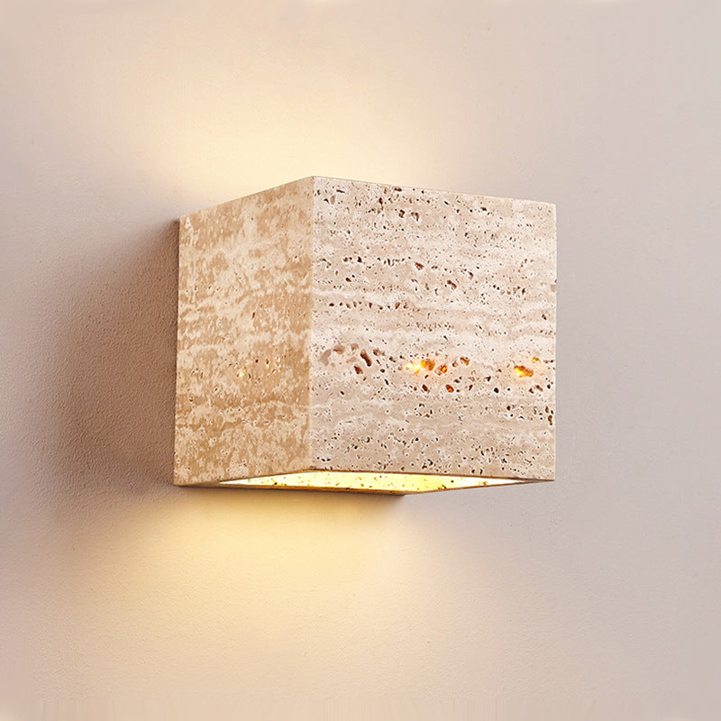 Organic Modern Natural Travertine Wall Sconce Waterproof LED Up/Down Accent Light for Indoor and Outdoor Decor