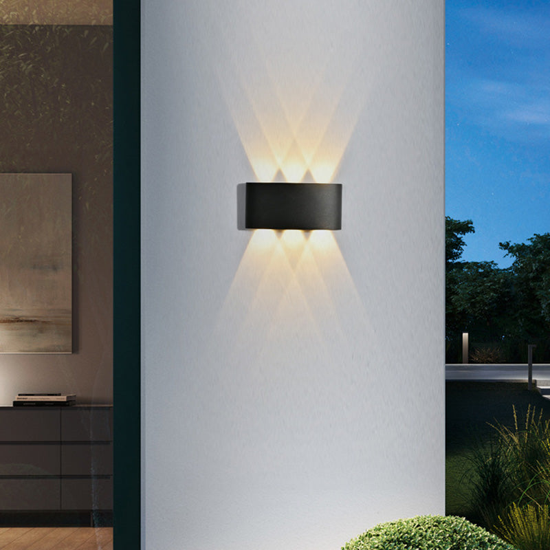 Moderna lámpara de pared LED minimalista impermeable de cilindro rectangular de aluminio y hierro acrílico para patio exterior