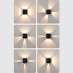 Lámpara de pared LED cuadrada de aluminio con franjas, estilo moderno y minimalista, para jardín