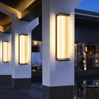 Modern Fluted Acrylic LED Outdoor Wall Sconce Waterproof Tall Exterior Light Fixture for Front Porch and Patio
