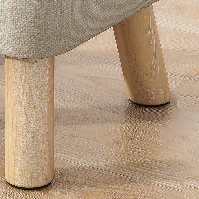 Modern Minimalist Square Stool with Cotton-Linen Upholstery, Solid Wood, Low-Profile Design for Living Room