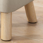 Modern Minimalist Square Stool with Cotton-Linen Upholstery, Solid Wood, Low-Profile Design for Living Room