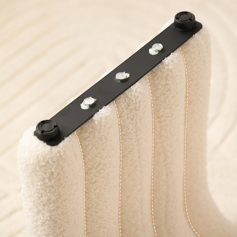 Taburete contemporáneo estilo nórdico para tocador en tejido sherpa con estructura de acero al carbono - Sin respaldo, listo para el dormitorio