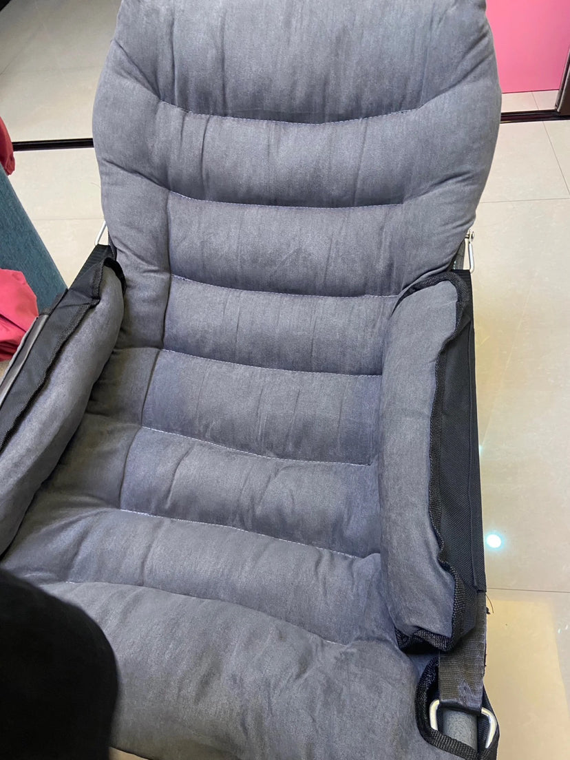 Modern Velvet & Metal Rectangular Foldable Recliner with Semi-Curved Backrest, Cotton Footrest and Storage Bag for Bedroom