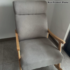 Contemporary Scandinavian Cotton-Linen Recliner with Rubberwood Frame – Rectangular/Square/Curved Backrest, Armrests and Footrest for Living Room