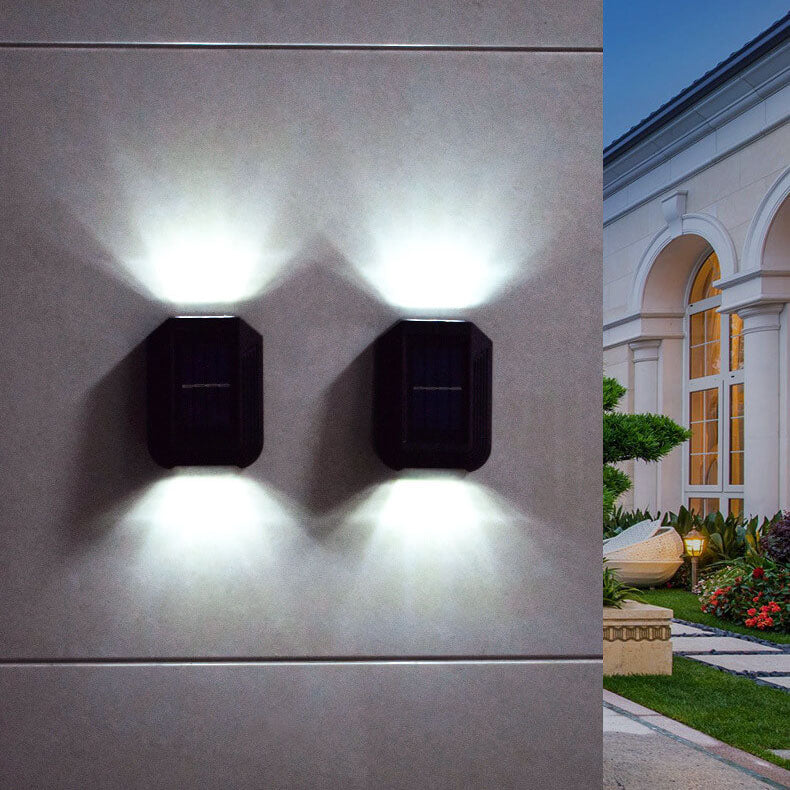 Waterproof Solar Up and Down Wall Sconce Outdoor LED Fence Light Modern Exterior Lighting for Patio and Porch