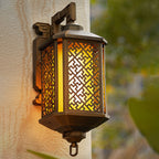 Lámpara aplique de pared exterior con 1 luz, estilo pagoda china tradicional, de aluminio cepillado, para patio