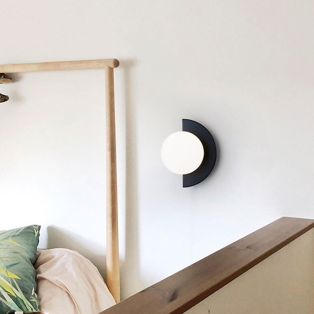 Modern Minimalist Glass Spherical Colorful Semicircle Design 1-Light Wall Sconce Lamp