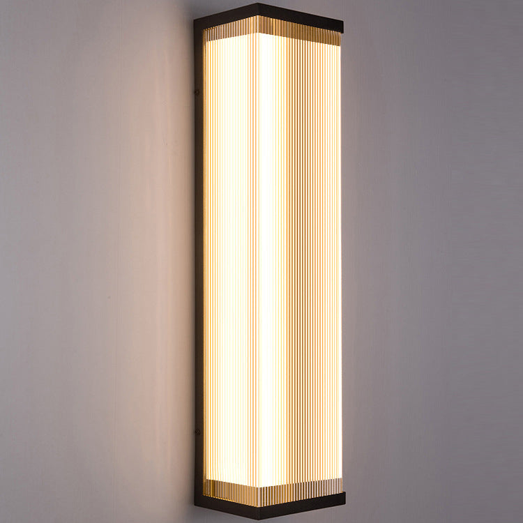 Modern Fluted Acrylic LED Outdoor Wall Sconce Waterproof Tall Exterior Light Fixture for Front Porch and Patio