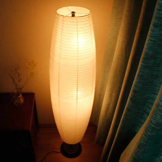 Lámpara de pie de columna minimalista nórdica de papel de arroz con 2 luces
