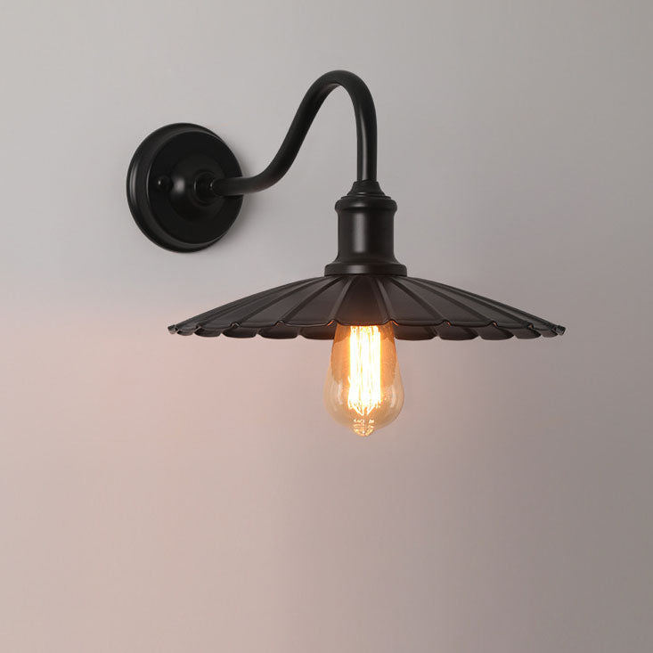 Lámpara de pared moderna minimalista, impermeable, redonda, plisada, con pétalos, de hierro, de 1 luz, para patio exterior