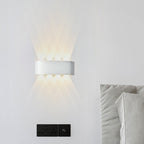 Moderna lámpara de pared LED minimalista impermeable de cilindro rectangular de aluminio y hierro acrílico para patio exterior