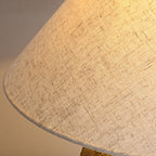 Organic Modern Textured Ceramic Table Lamp with Natural Linen Shade Rustic Wabi-Sabi Accent Light for Bedroom and Living Room