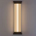 Lámpara de pared moderna minimalista de acero inoxidable acrílico rectangular a rayas impermeable para patio exterior
