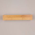 Traditional Japanese Striped Rectangular Wood LED Vanity Mirror Front Wall Sconce Lamp For Bedroom
