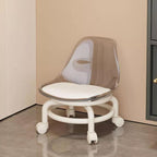 Modern Minimalist Round Acrylic Faux Leather Low Stool on Wheels – Plastic Living Room Stool