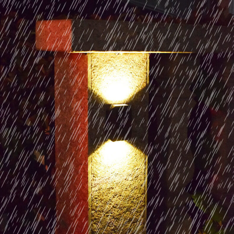 Waterproof Solar Up and Down Wall Sconce Outdoor LED Fence Light Modern Exterior Lighting for Patio and Porch