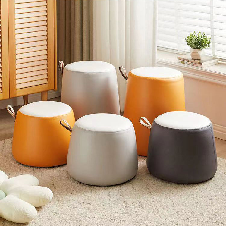 Puf Cilíndrico de Tela Elegante y Moderno – Taburete Bajo para Sala de Estar