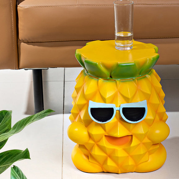 Taburete bajo moderno para niños con diseño de piña de resina para sala de estar