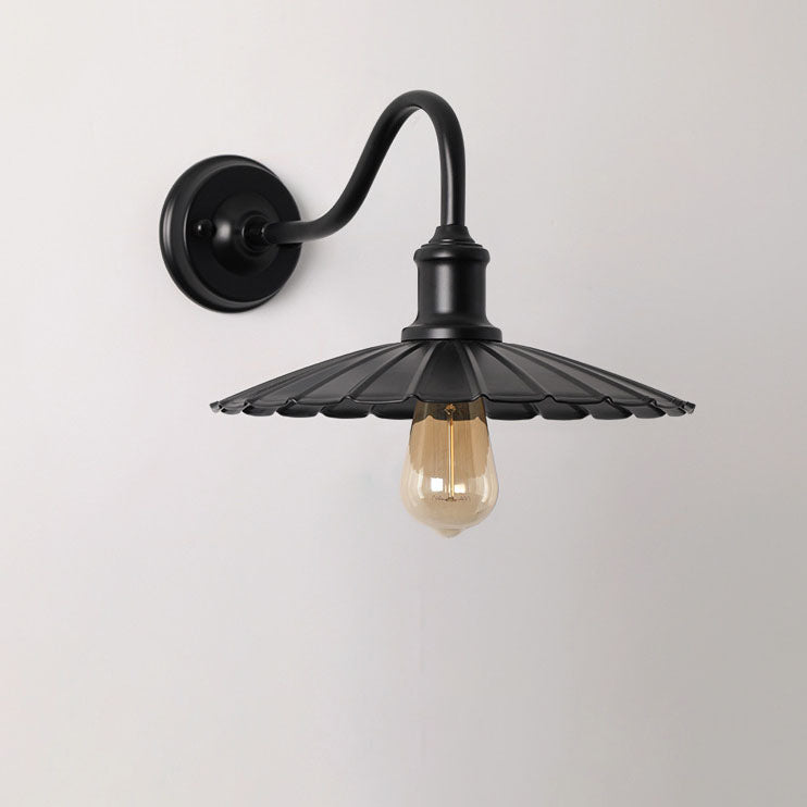 Lámpara de pared moderna minimalista, impermeable, redonda, plisada, con pétalos, de hierro, de 1 luz, para patio exterior