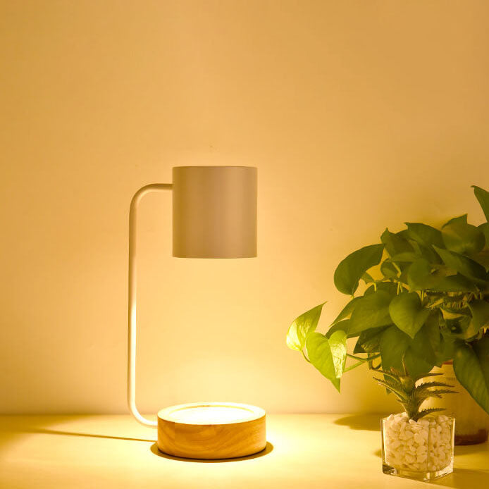 Lámpara de mesa minimalista japonesa de 1 luz para derretir cera con atenuación de tiempo de madera