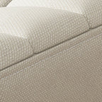 Modern Minimalist Square Stool with Cotton-Linen Upholstery, Solid Wood, Low-Profile Design for Living Room