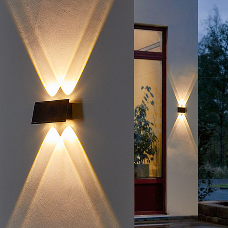 Lámpara de pared LED rectangular moderna minimalista solar impermeable de ABS para exteriores para jardín