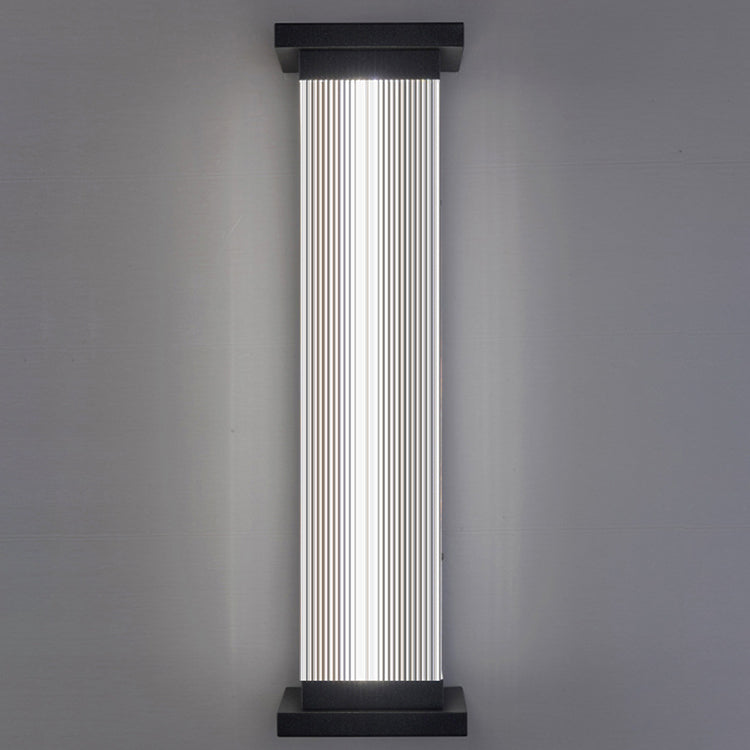 Lámpara de pared moderna minimalista de acero inoxidable acrílico rectangular a rayas impermeable para patio exterior
