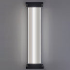 Lámpara de pared moderna minimalista de acero inoxidable acrílico rectangular a rayas impermeable para patio exterior